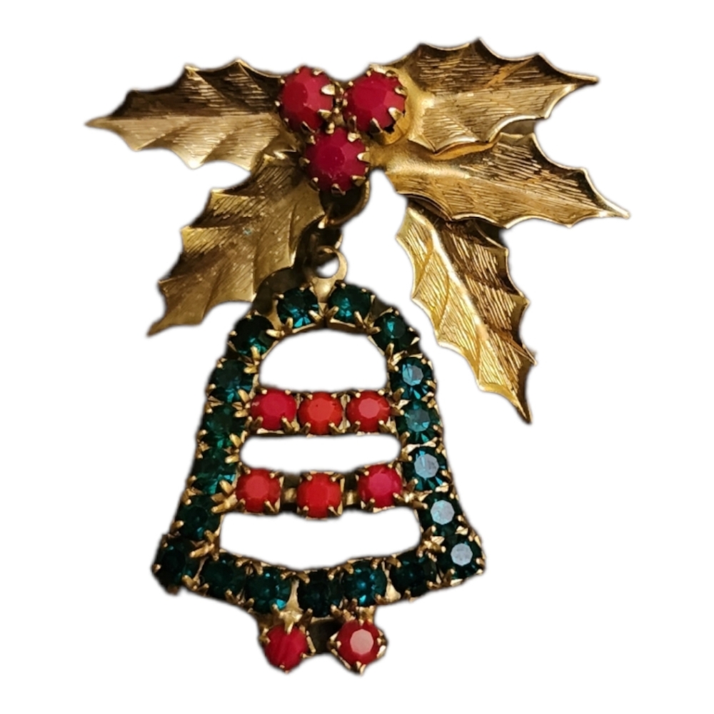 Vintage Christmas bell brooch